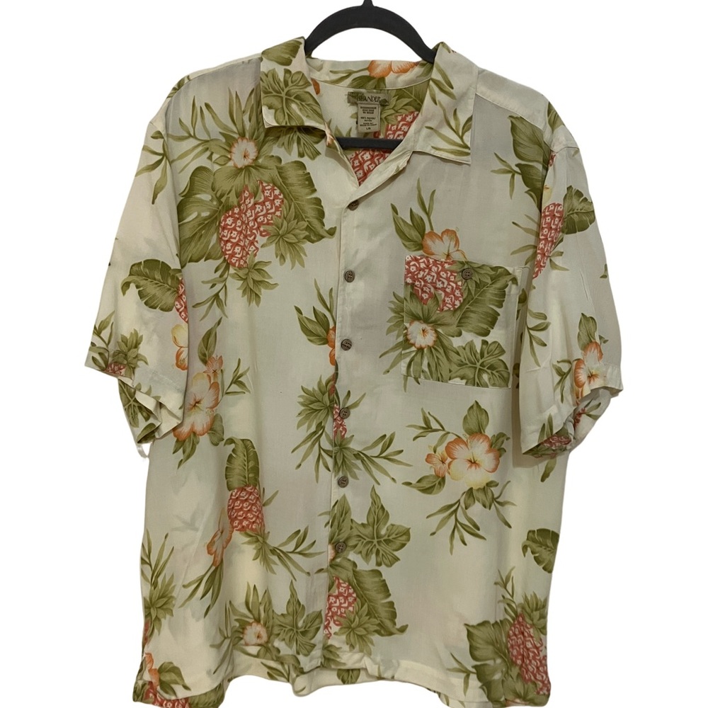 Islander Green and Cream Floral Casual Button Down Shirt